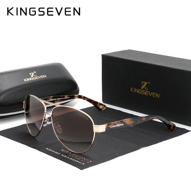 KINGSEVEN Polarized Gradient Sunglasses Acetate Wire-Core Temples, Pilot Style
