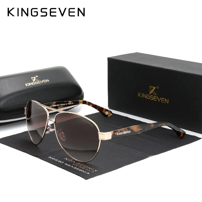 KINGSEVEN Polarized Gradient Sunglasses Acetate Wire-Core Temples, Pilot Style