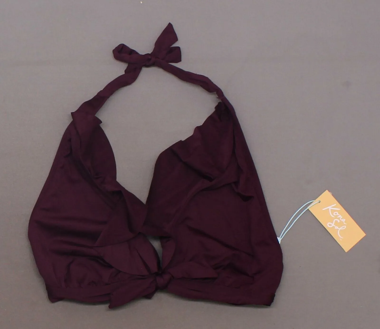 Kona Sol Women's Ruffle Halter Bikini Top. AF601D-Nopads