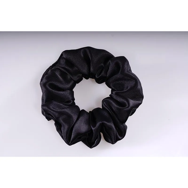 Large Silk Hair Scrunchie - Black - Dropshipping