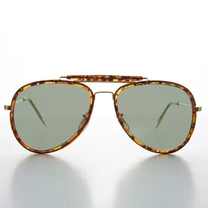 Large Wrapped Aviator with Glass Lens - Edwards