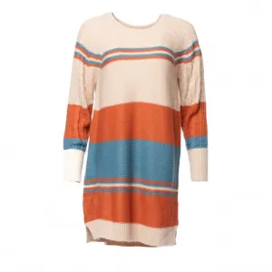 Lauren - Cream Orange Teal Stripe Sweater Knit