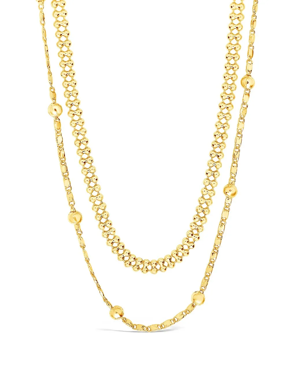 Layered Beaded Chain Necklace