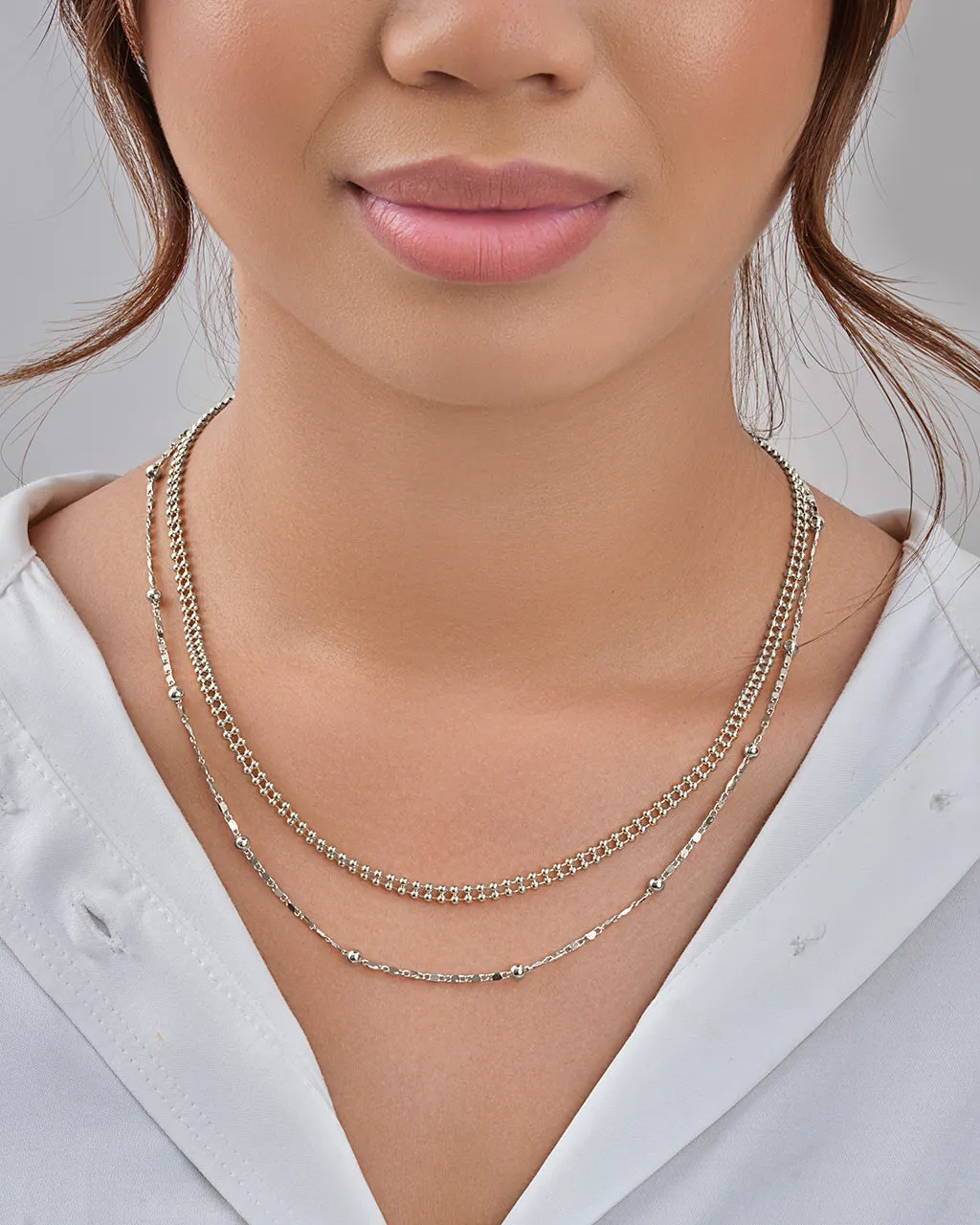 Layered Beaded Chain Necklace