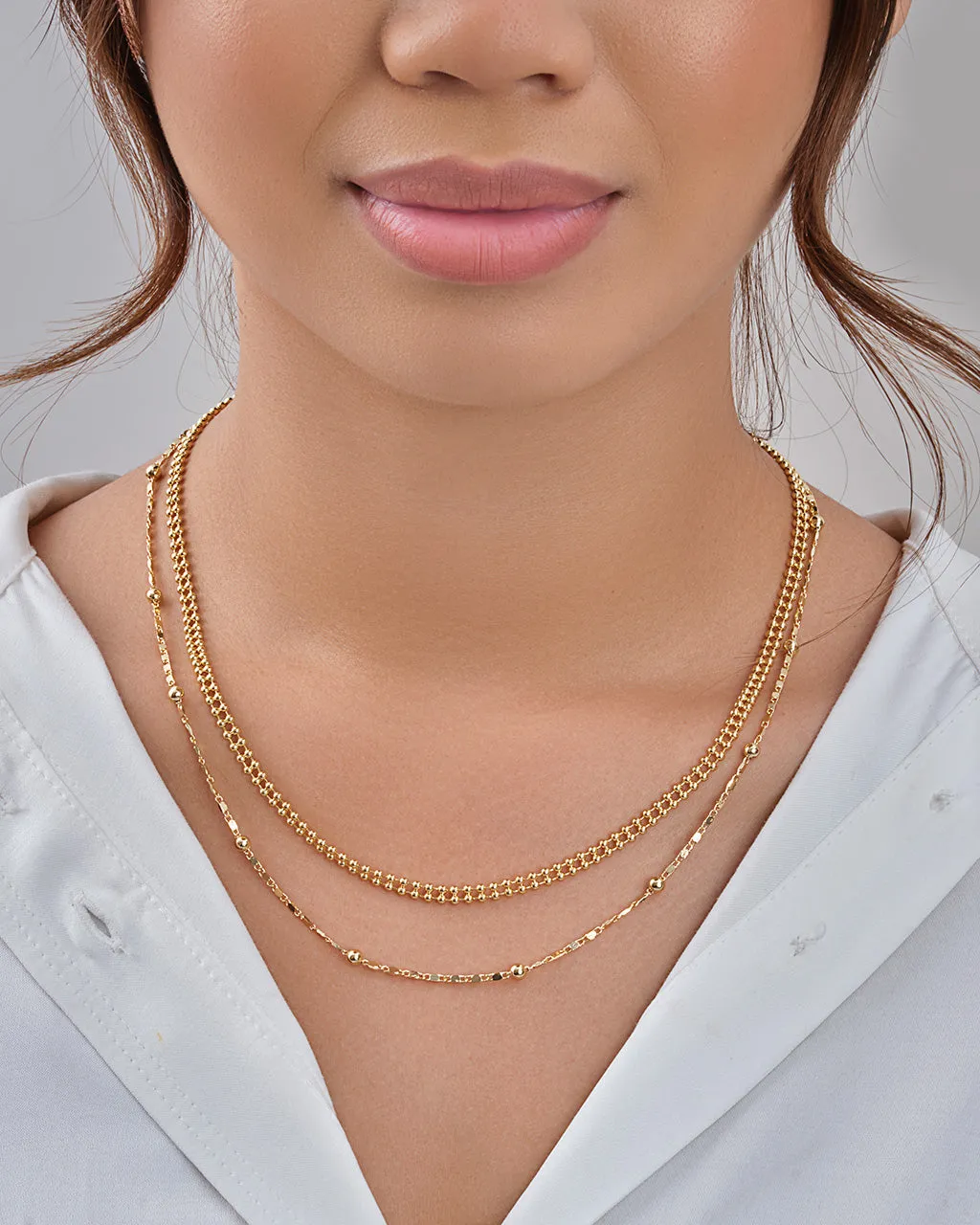 Layered Beaded Chain Necklace