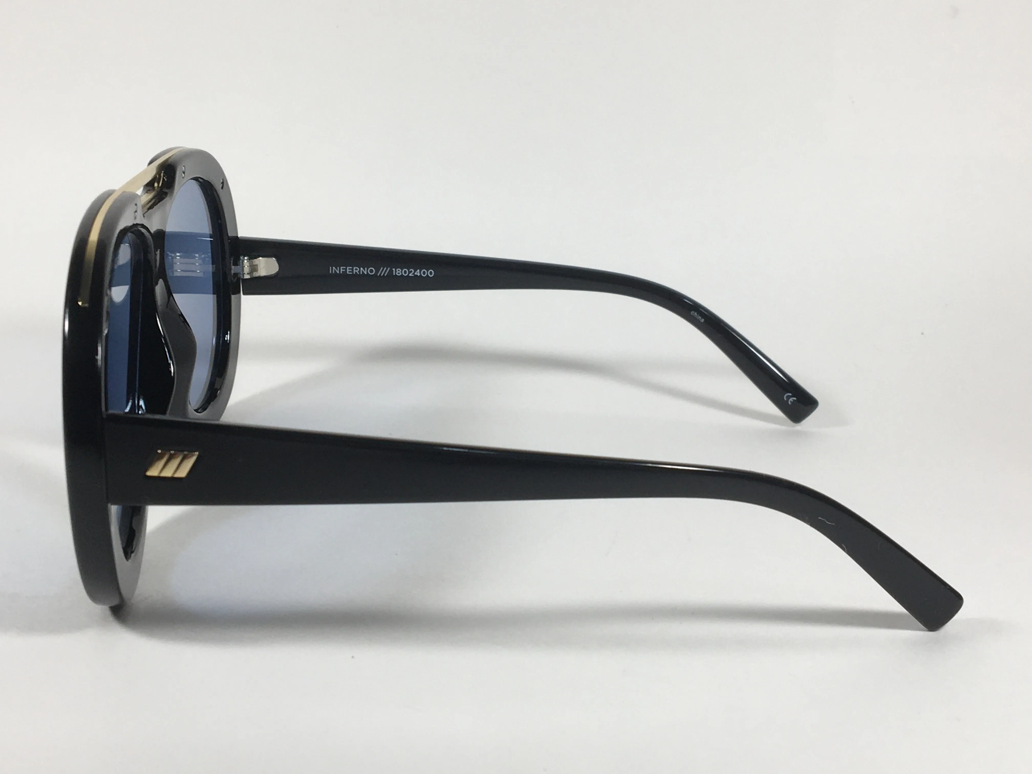 Le Specs Inferno Large Aviator Pilot Sunglasses Black Gloss Blue Tinted Lens LSP1802400