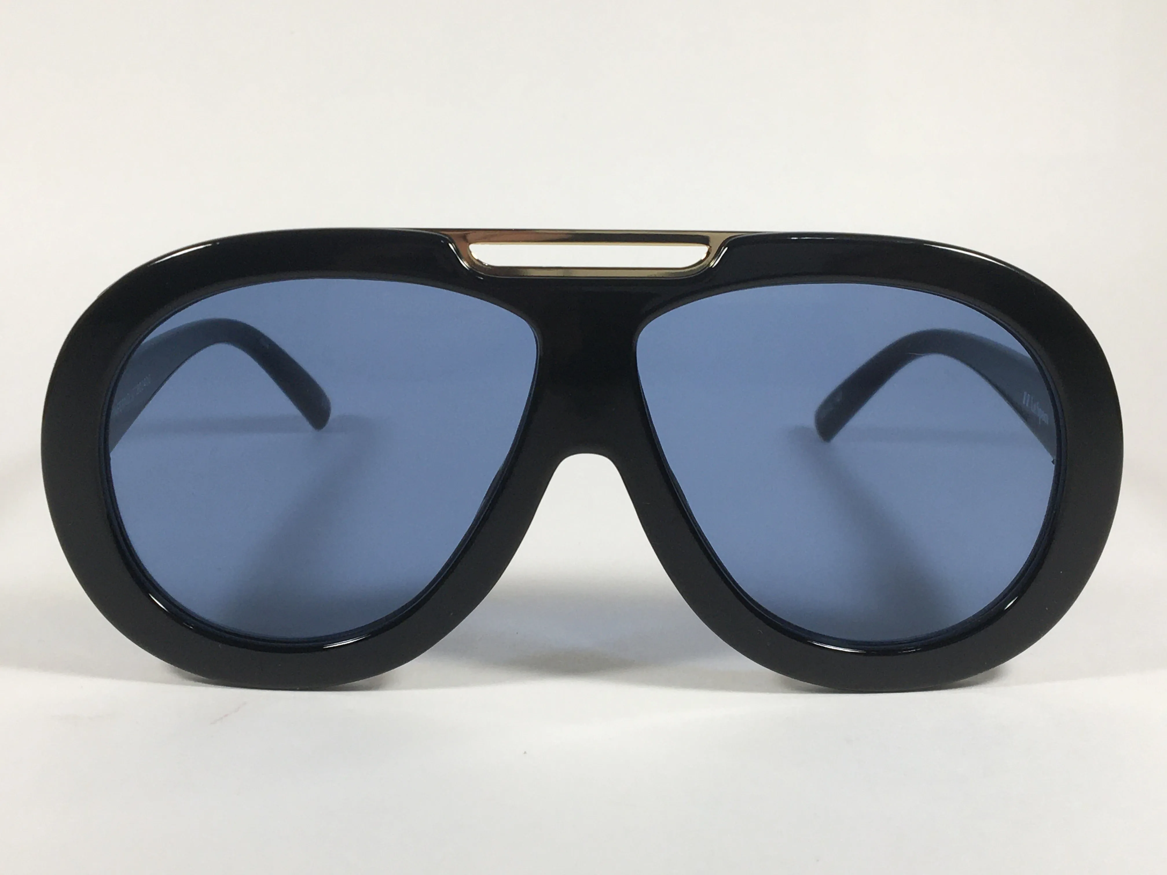 Le Specs Inferno Large Aviator Pilot Sunglasses Black Gloss Blue Tinted Lens LSP1802400