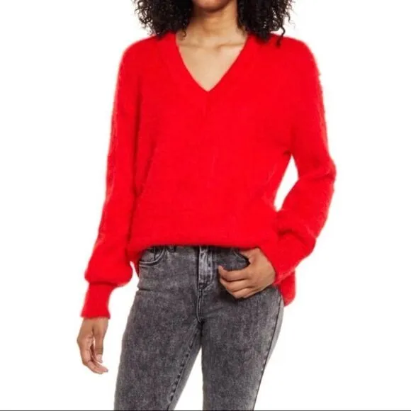LEITH | Women’s Cozy Neck Dolman Burgundy Wine Thick Sweater Size Small
