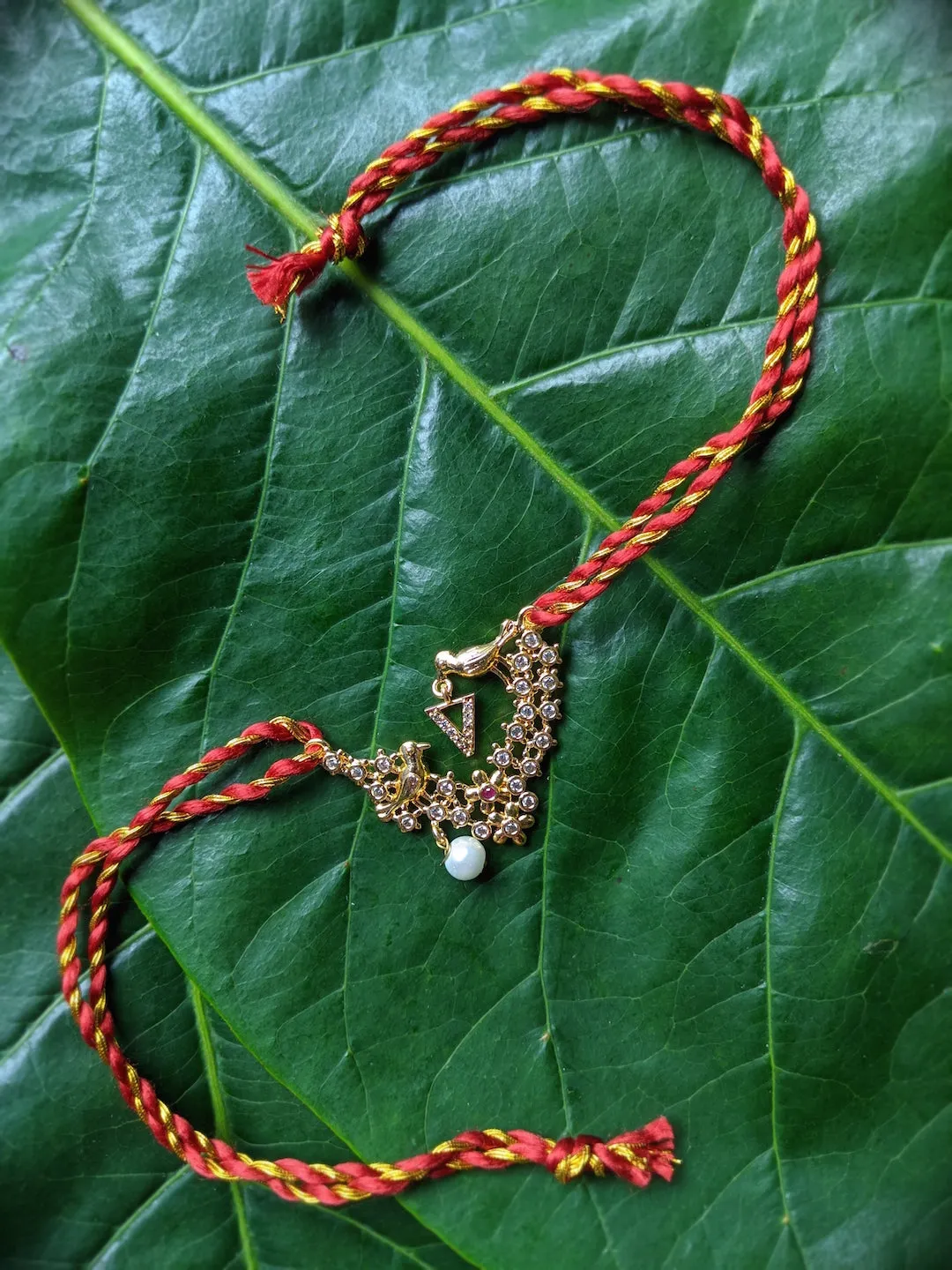 Letter V Name Rakhi Designs Alphabet AD Gold Plated with Pearl Customized Pendant Raksha Bandhan