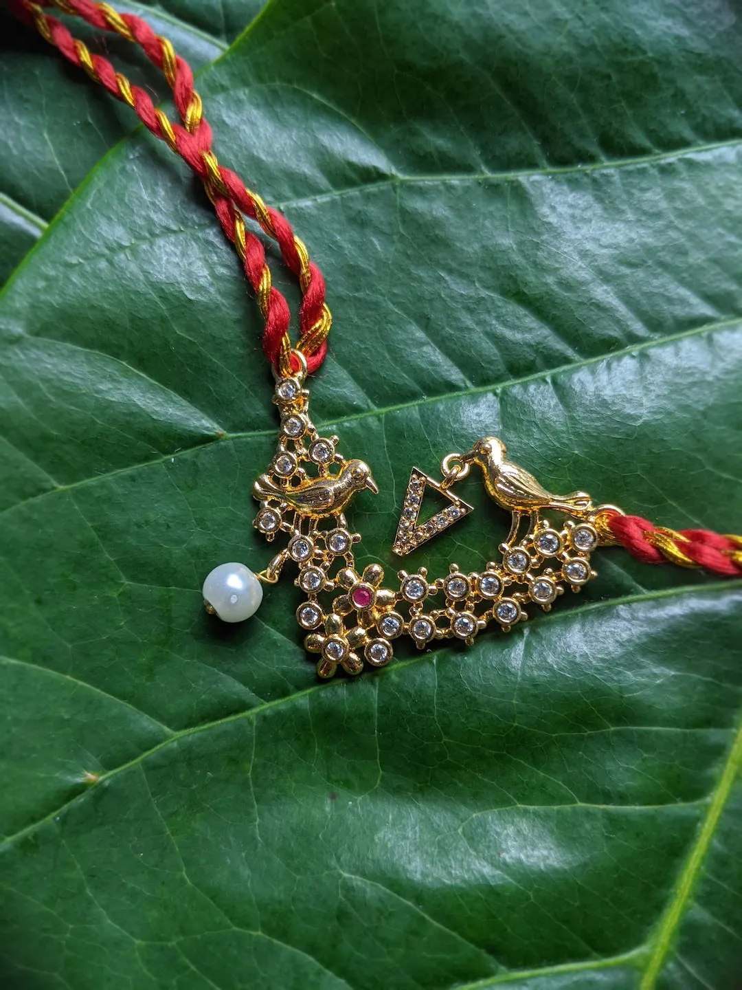 Letter V Name Rakhi Designs Alphabet AD Gold Plated with Pearl Customized Pendant Raksha Bandhan