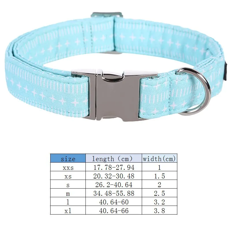 Light Blue Bow Tie Dog Collar with Pattern