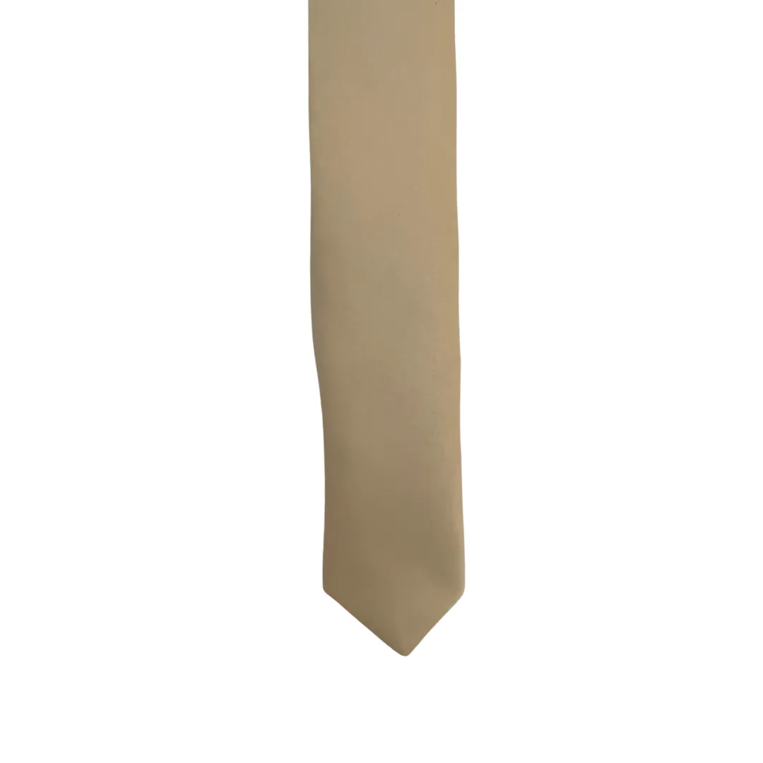 Light Cream Champagne Satin Silk Skinny Tie