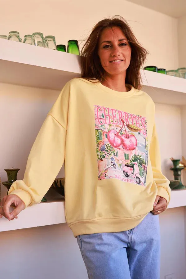 Light Yellow Cherry Vacation Sweater