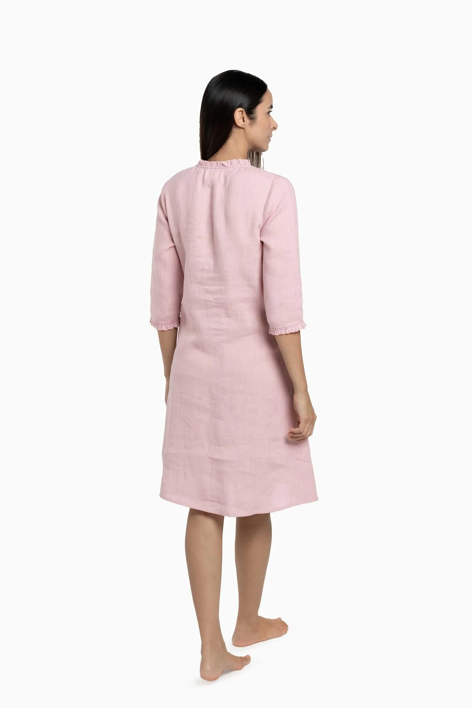 Linen Amber A-Line Dress-Midnight Green