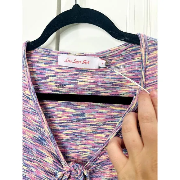 Lisa Says Gah NWT $98 Lotta Space Dye Ribbed Mini Dress Berry Pink Size Medium