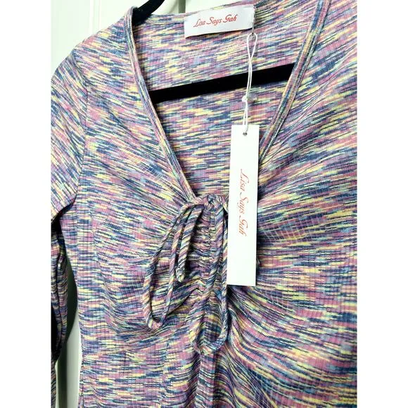 Lisa Says Gah NWT $98 Lotta Space Dye Ribbed Mini Dress Berry Pink Size Medium