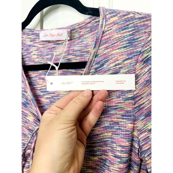 Lisa Says Gah NWT $98 Lotta Space Dye Ribbed Mini Dress Berry Pink Size Medium