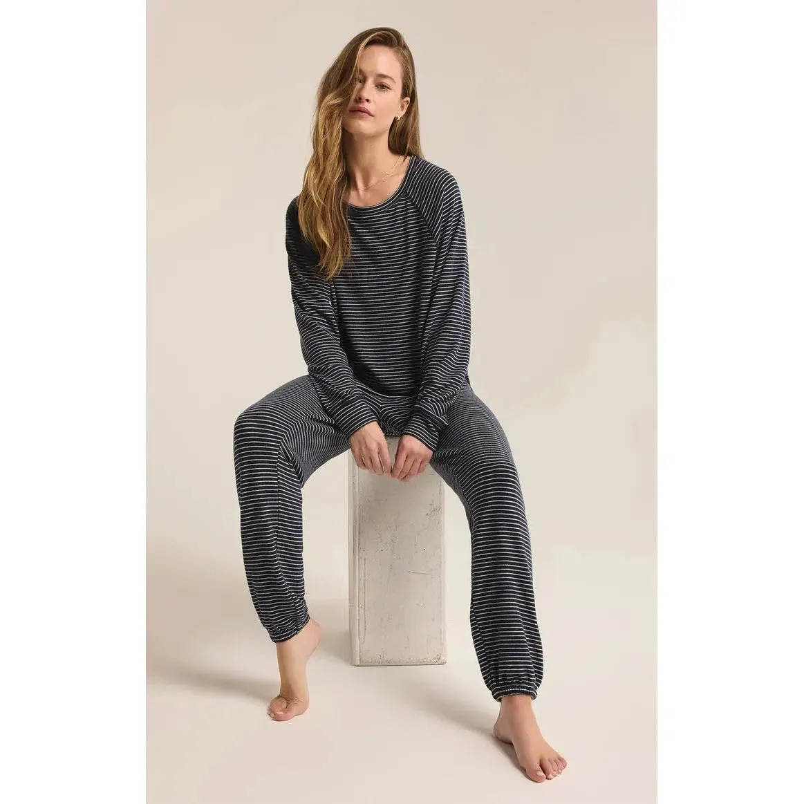 LOUNGE STRIPE JOGGER - ECLIPSE