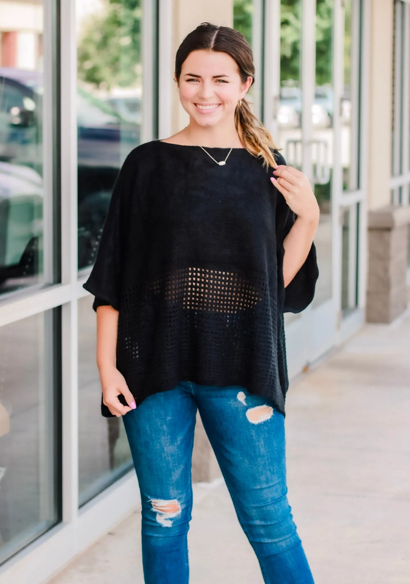 Love Punch Poncho in Black