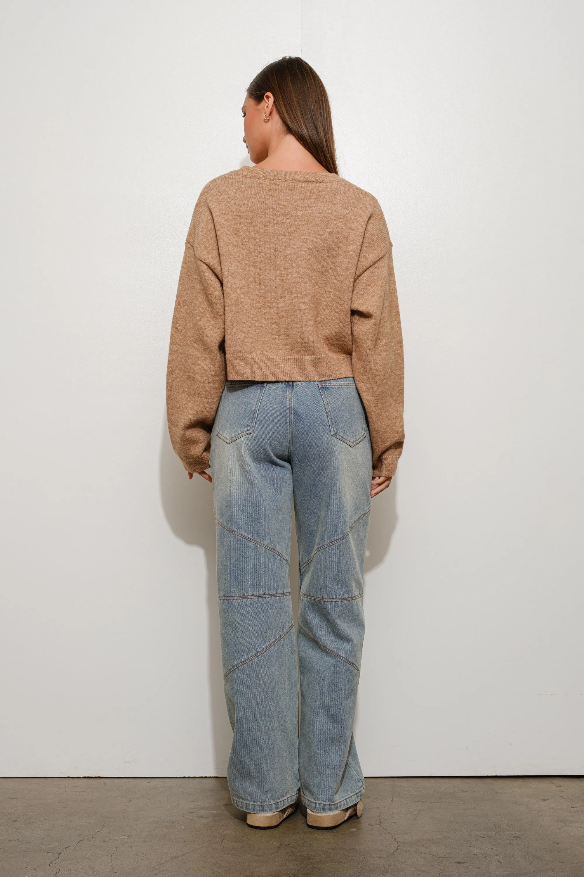 Lucky Horseshoe Sweater- Tan