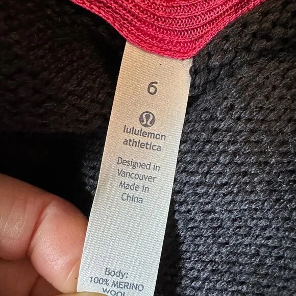 Lululemon Karmic Cocoon Knit Wrap Jacket Sweater Merino Wool BLACK 6 NWOT