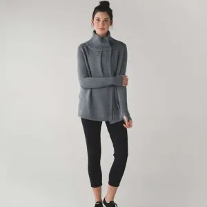 Lululemon Karmic Cocoon Knit Wrap Jacket Sweater Merino Wool BLACK 6 NWOT