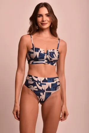 Luxury Bandeau Off & Blue Bikini Top - Versatile Dual Mode Swimwear