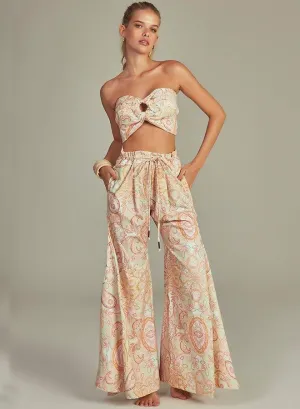 Lydia Pantalon Green Paisley Print