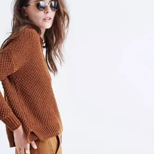 Madewell French Quarter Pullover Sweater in Brown (XS)