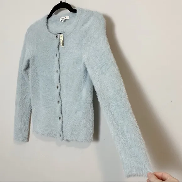 Madewell Hewitt Fuzzy Blue Cardigan