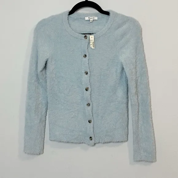 Madewell Hewitt Fuzzy Blue Cardigan