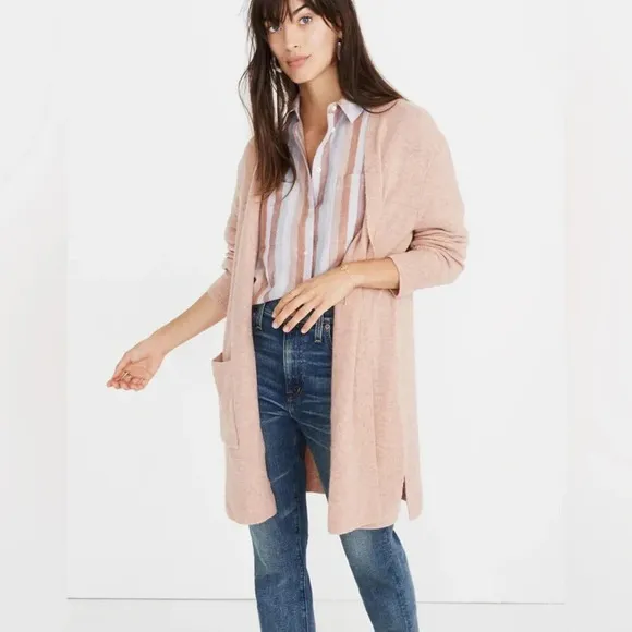 Madewell Kent Knit Cardigan in Coziest Yarn Heather Carnation Size XS