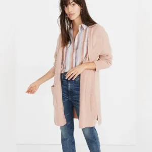 Madewell Kent Knit Cardigan in Coziest Yarn Heather Carnation Size XS