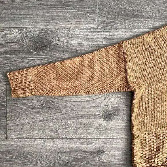 MADEWELL Sadler Turtleneck Sweater Sz Small Heather Camel Brown Merino Wool Boho