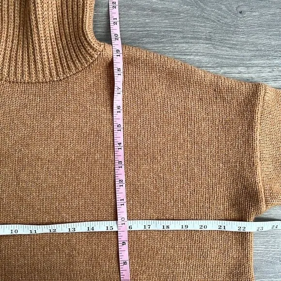MADEWELL Sadler Turtleneck Sweater Sz Small Heather Camel Brown Merino Wool Boho