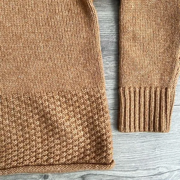 MADEWELL Sadler Turtleneck Sweater Sz Small Heather Camel Brown Merino Wool Boho