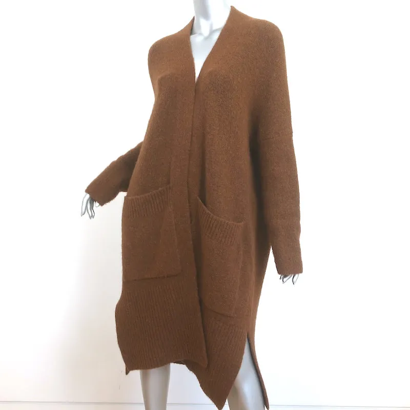 Maje Mars Oversize Cardigan Brown Alpaca-Blend Size 1 Open-Front Long Sweater