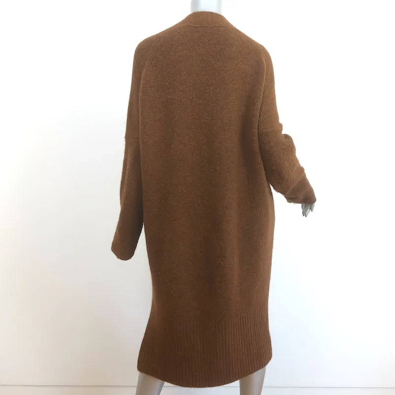 Maje Mars Oversize Cardigan Brown Alpaca-Blend Size 1 Open-Front Long Sweater