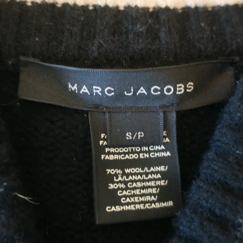 Marc Jacobs Varsity Sweater Jacket Black/Gray Wool-Cashmere Size Small