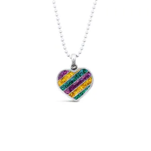 Mardi Gras Heart Charm - Small