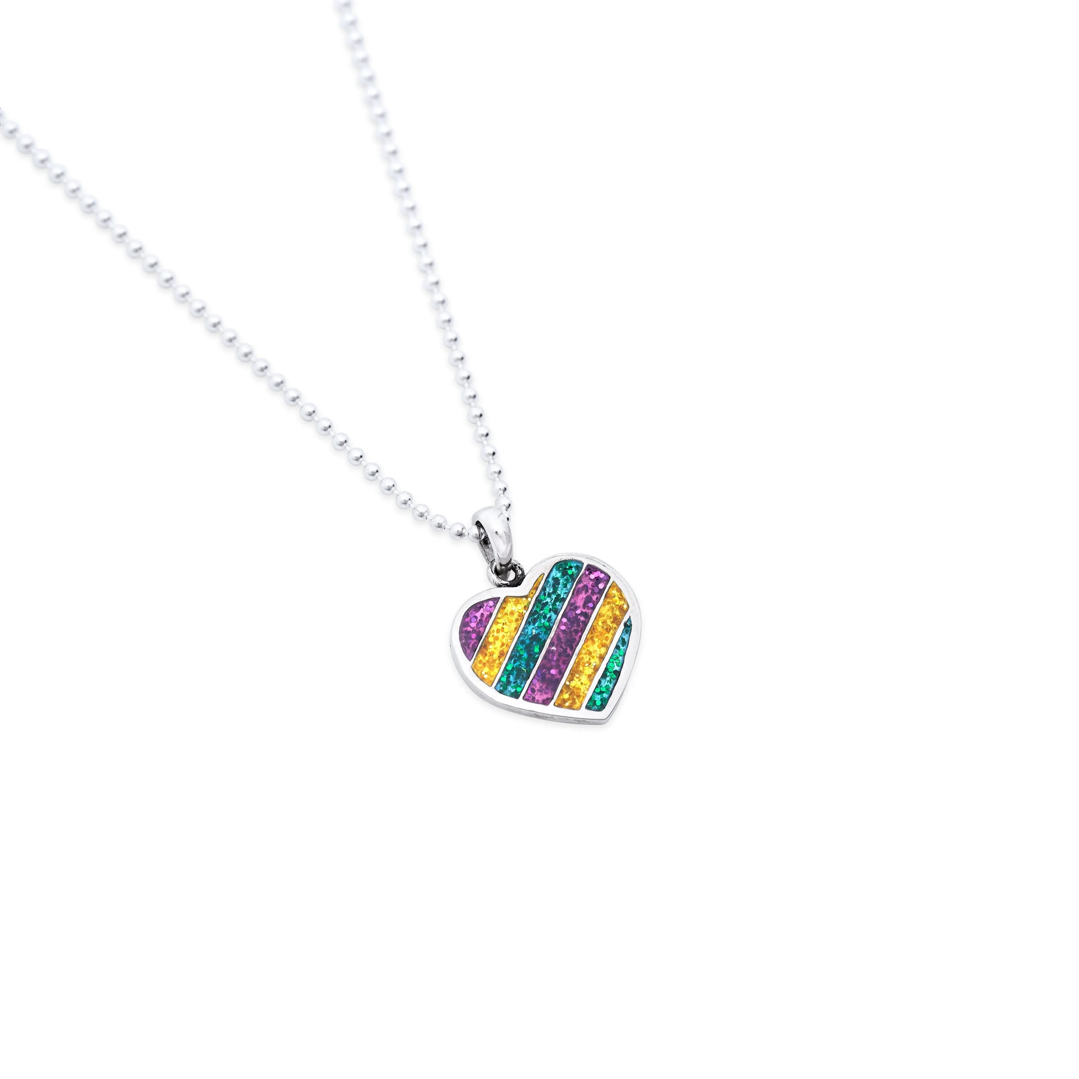 Mardi Gras Heart Charm - Small