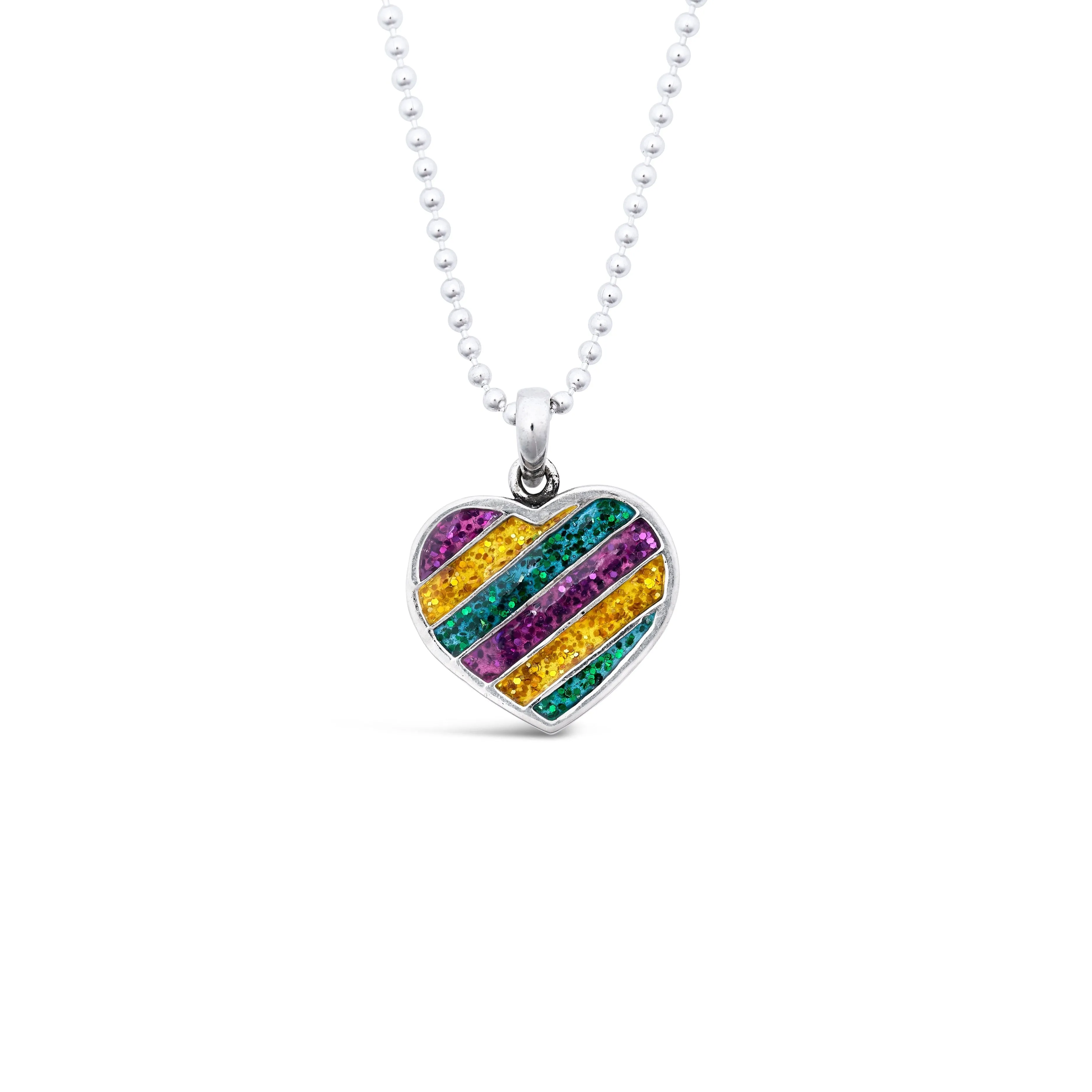 Mardi Gras Heart Charm - Small