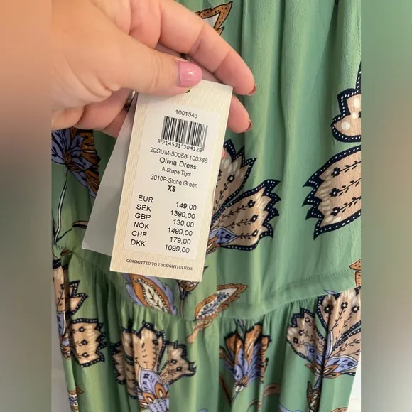 Masai Olivia Dress Stone Green Size XS (NWT)