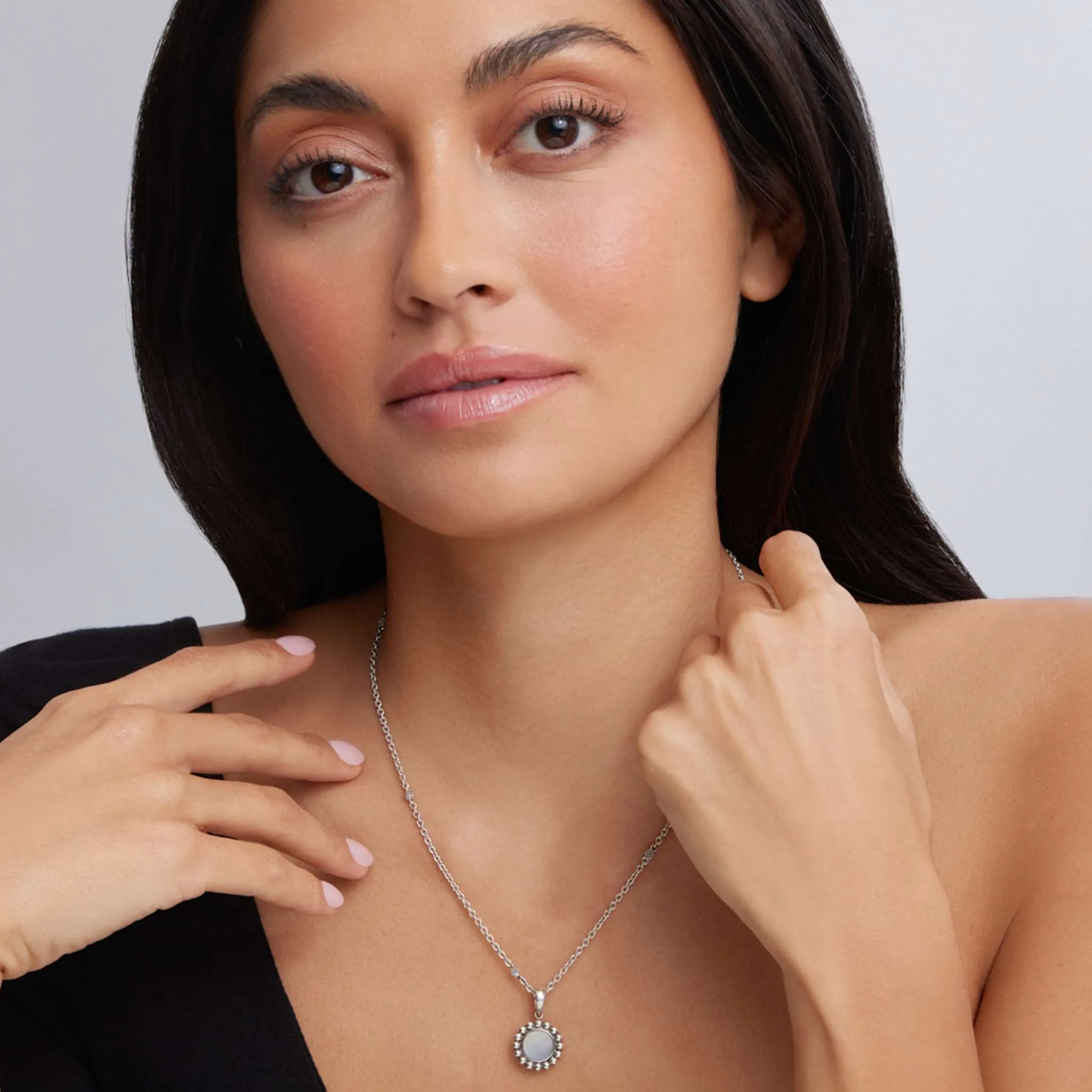 Maya Small Mother of Pearl Circle Pendant Necklace