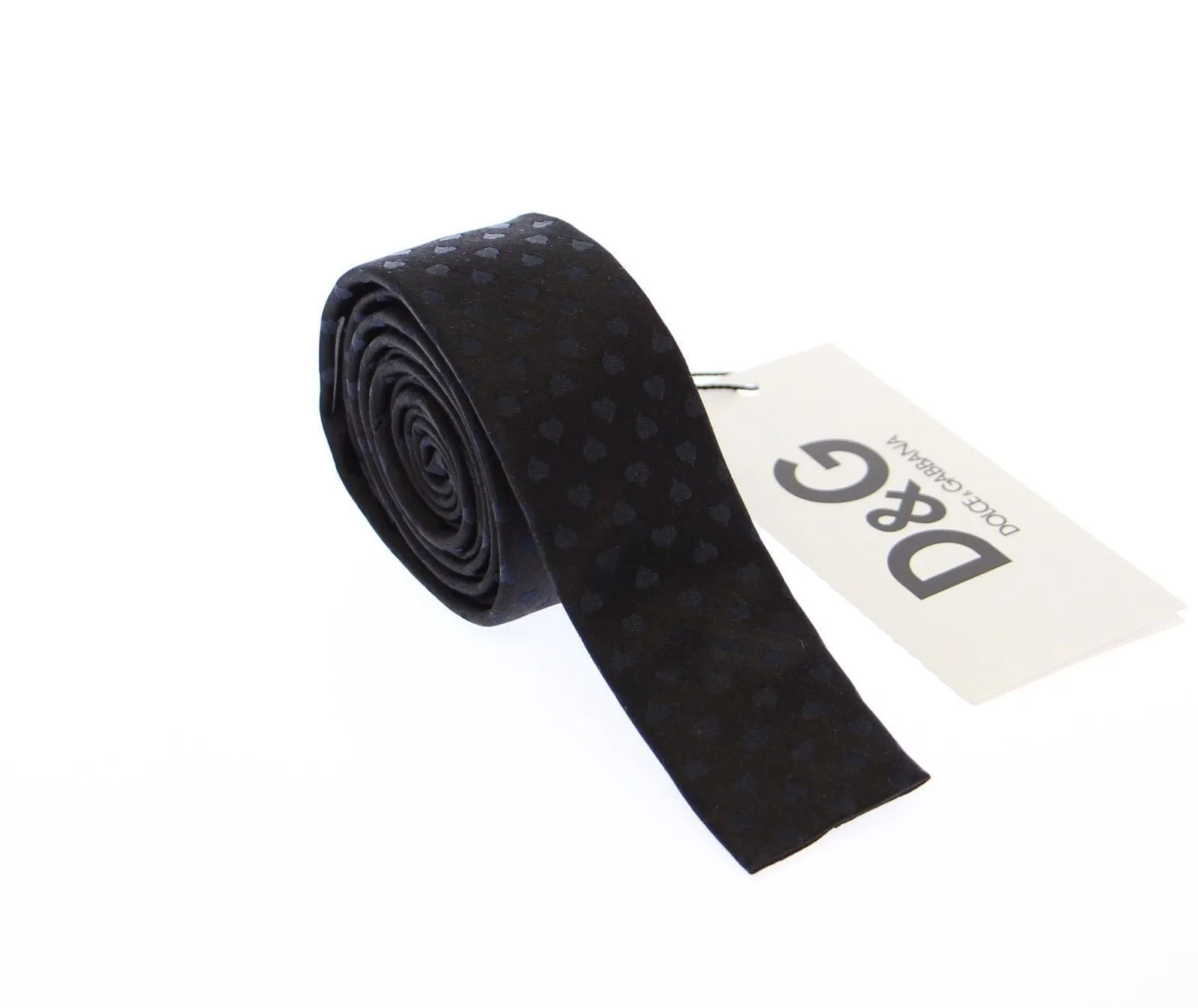 Men Blue Heart Silk Slim Neck Tie