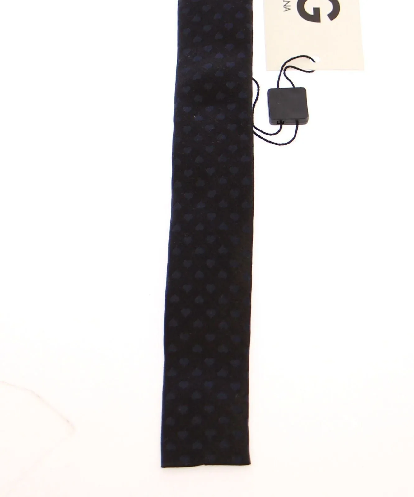 Men Blue Heart Silk Slim Neck Tie
