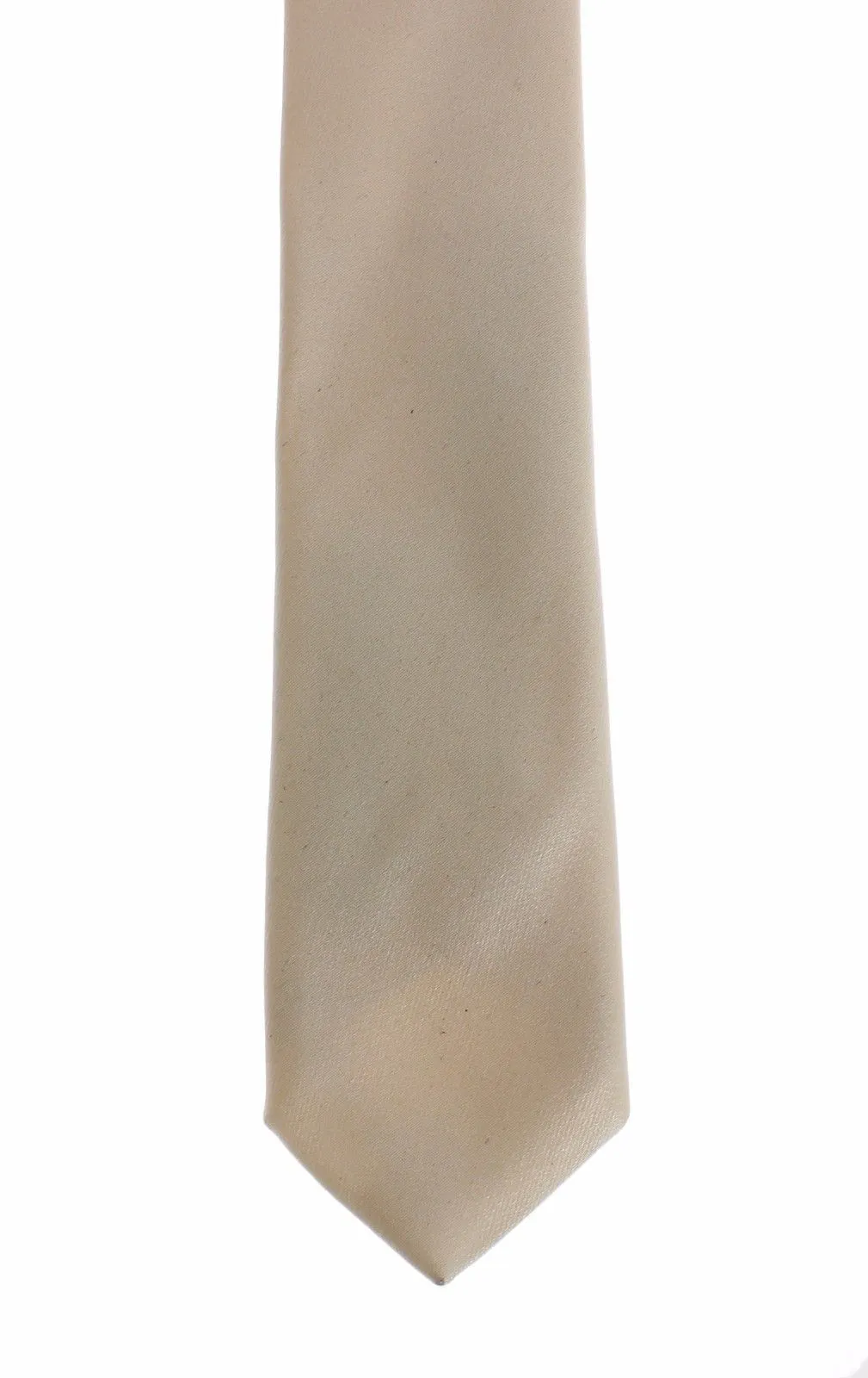 Men White Solid Silk Skinny Tie