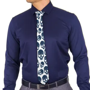 Mens Blue Skulls Soft And Comfortable Necktie