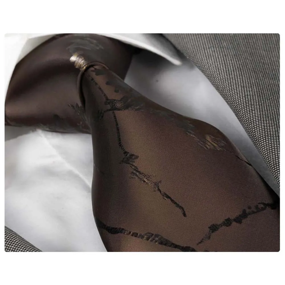 Men's Fashion Brown Black Neck Tie Gift Box