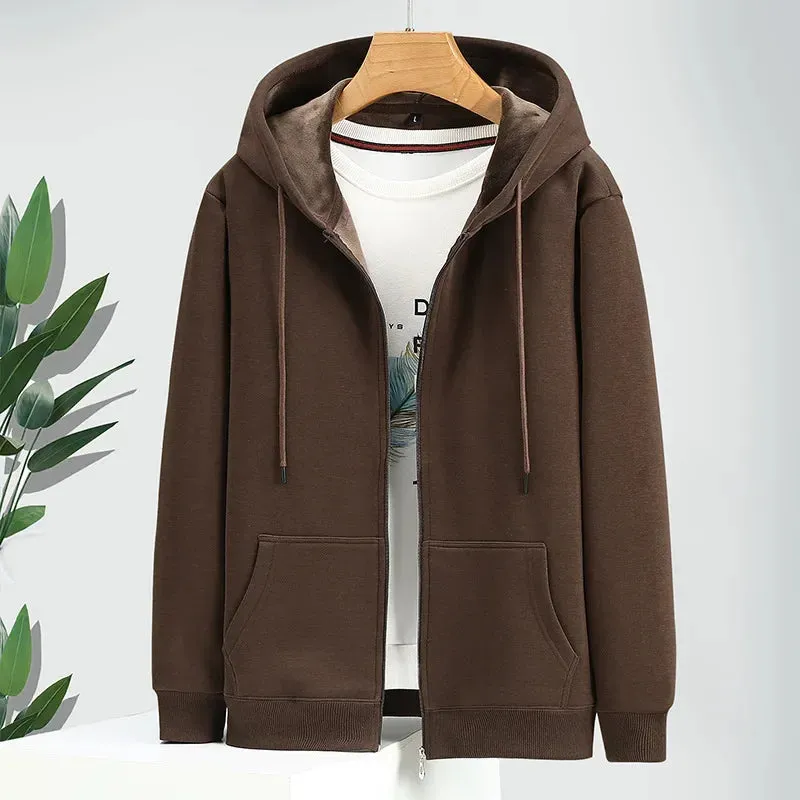 Men's Oversized Zip Hoodie - Plus Size Fleece Sweatshirt with Long Sleeves for Comfort and Style